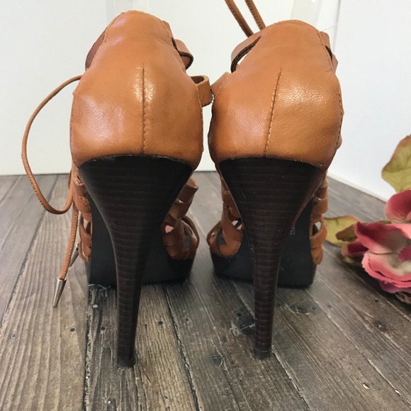 Trouve Leather Strappy Caged Heels Lace Up… - Picture 6 of 8